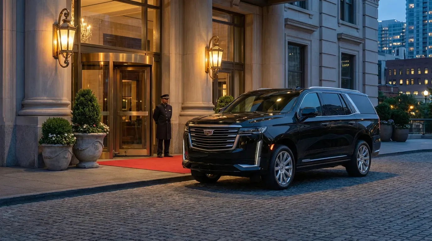 Vehicle at a hotel entrance