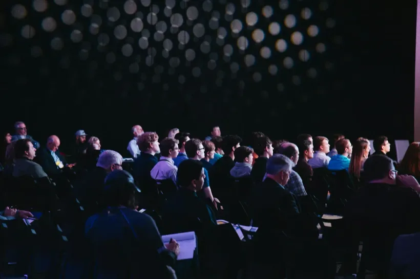 Guests gathered at an evening corporate event